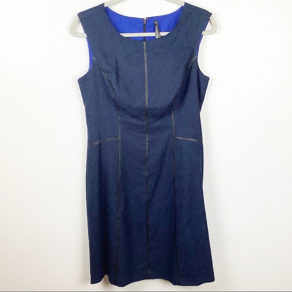 Marc New York Andrew Marc denim jean style‎ dress Women Size 8 Lined Outlines